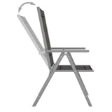 Dining Set Black, Silver, Light Grey Aluminium, Textilene, Glass 3070646
