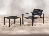 3 Pieces Garden Bistro Set for 2, Outdoor Bistro Table and Chairs with Metal Frame, Plastic Patio T3398P554276