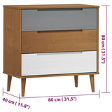 Drawer Cabinet MOLDE Brown 80x40x80 cm Solid Wood Pine 350504
