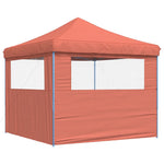 Foldable Party Tent Pop-Up with 2 Sidewalls Terracotta 4004926