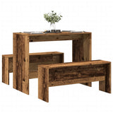 3 Piece Dining Table and Bench set Old Wood Engineered Wood 855538