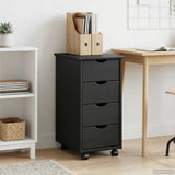 Rolling Cabinet Grey 34 x 39 x 65.5 cm Solid Pine Wood 42028346