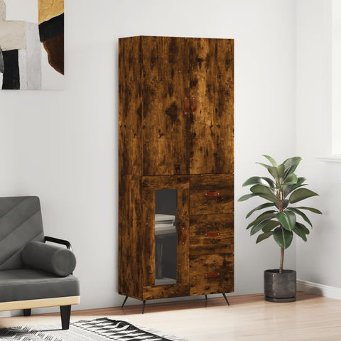 Highboard Smoked Oak 69.5x34x180 cm Engineered Wood 3195936