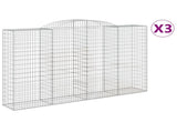 Arched Gabion Baskets 3 pcs 300x50x180/200 cm Galvanised Iron 3146774
