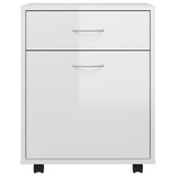 Rolling Cabinet High Gloss White 45x38x54 cm Engineered Wood 808446