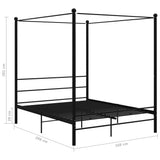 Bed Frame Black Powder-coated metal Double Durable Bed Frame 325063