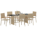 Garden Dining Set 7 pcs Beige Poly Rattan 3365426