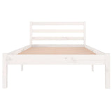 ZNTS Bed Frame without Mattress Solid Wood Pine 90x200cm White 810416