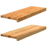 Stair Treads 2 pcs Light Brown 70x25x2 cm Solid Wood Oak 3283784