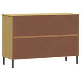 Sideboard with Metal Legs Brown 113x40x77 cm Solid Wood OSLO 351018