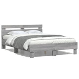 Bed Frame Grey Sonoma Engineered Wood Double Modern Bed Frame 3207432