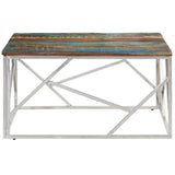 Coffee Table Silver Stainless Steel and Solid Reclaimed Wood 349952