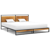 Bed Frame Black Powder-coated metal, Melamine coated MDF Super King 324867