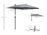 2m Half Parasol Market Umbrella Garden Balcony Parasol with Crank Handle, Base, Double-Sided Canopy, T3398P320030