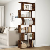 Room Divider Bookcase 6-Tier Smoked Oak 70x24x193 cm Engineered Wood 858088