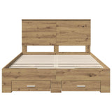 Bed Frame with Drawer Artisan Oak 140 x 190 cm Engineered Wood 3409648