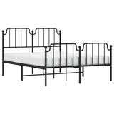Metal Bed Frame without Mattress with Footboard Black 140x190cm 373905
