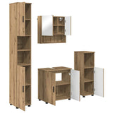 Bathroom Furniture Set Wall-mounted with Door 4 pcs Artisan Oak 3392972