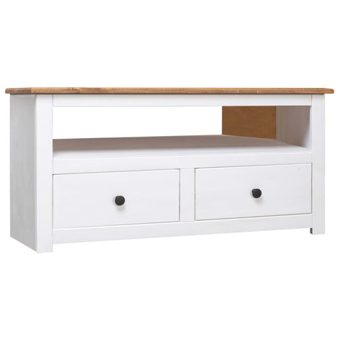 ZNTS Corner TV Cabinet White 93x49x49 cm Solid Pine Panama Range 282687