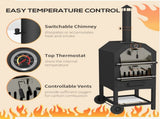 Steel 3-Tier Outdoor Pizza Oven Charcoal BBQ Grill, Black T3398P323897