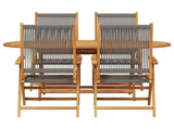 Garden Dining Set Folding 5 pcs Grey Solid Acacia Wood 3375738