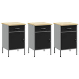 Work Cabinet with Drawer 8 pcs Black Engineered Wood and Steel 3321428
