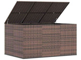 Garden Cushion Box PE Rattan 145x100x103 cm Brown 317230