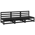 Garden Middle Sofas 3 pcs Black Solid Wood Pine 805689