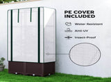 Raised Garden Bed with Trellis, Plastic Planter Box with PE Cover, Drainage Holes, Drain Plugs and T3398P313637