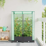 Raised Bed with Greenhouse Cover Rattan Look 80x40x123 cm 4015810