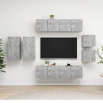 8 Piece TV Cabinet Set Concrete Grey Engineered Wood 3079124