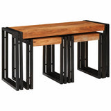 Nesting Table 3 pcs Brown and Black Solid Acacia Wood and Metal 4104731