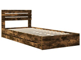 Bed Frame with Drawer Smoked Oak 90 x 200 cm Engineer Wood 3411861
