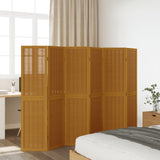 Room Divider 6 Panels Brown Solid Wood Paulownia 358825