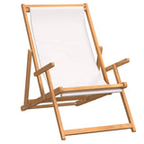 Beach Chair Cream Solid teak wood, polyester fabric Standard 317696