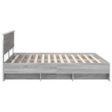 Bed Frame Grey Sonoma 200 x 200 cm Engineered Wood 3408821