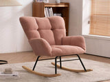 Mid Century Modern Teddy Fabric Tufted Upholstered Rocking Chair Padded Seat For Living Room W139760758