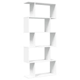 Room Divider Bookcase 5-Tier White 70x24x161 cm Engineered Wood 858093