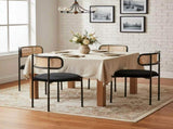 Velvet dining chair, set of 4, modern, simple chair with four metal support legs, rattan N606P389324S