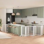 Dog Gate with Door Foldable 15 Panels White 750 cm Poplar Wood 3155652