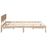 Bed Frame with Headboard Natural 150 x 200 cm Solid Pine Wood 872101
