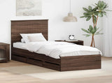 Bed Frame with Drawer Brown Oak 75 x 190 cm Engineer Wood 3411172