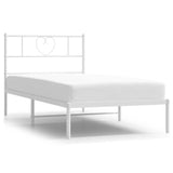 Metal Bed Frame without Mattress with Headboard White 100x200cm 355507