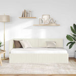 Corner Bed Frame with Headboard Cream 90 x 200 cm Velvet 42016273