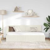 Corner Bed Frame with Headboard Cream 90 x 200 cm Velvet 42016273