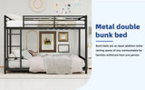 Black metal bunk bed for both adults and children, with safety railing and ladder, mattress size W3987P434167