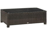 PE Rattan Garden Coffee Table with Glass Table Top - Brown T3398P314696