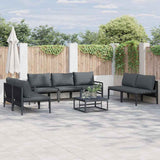 Garden Sofa Set with Cushion 7 pcs Black Steel 3378980
