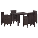 Garden Dining Set 5 pcs Brown Polypropylene 3378537
