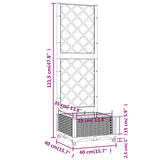 Garden Planter with Trellis Light Grey 40x40x121.5 cm PP 153269